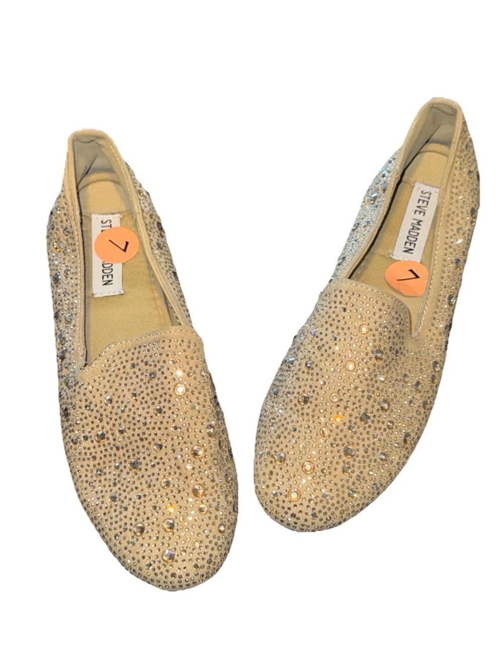 New Steve Madden Sabin Gold Rhinestone Flats Size 7